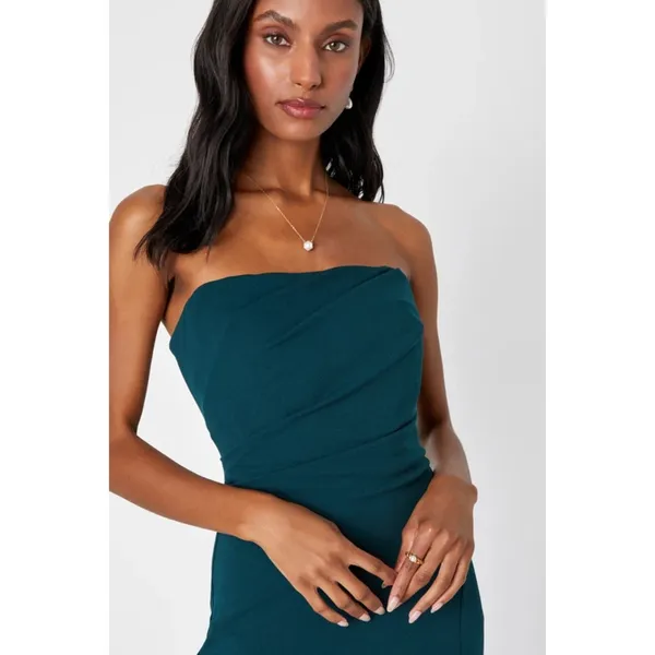 Lulus Marvelous Entrance Emerald Green Pleated Strapless Dress Gala Extra Small - Image 4