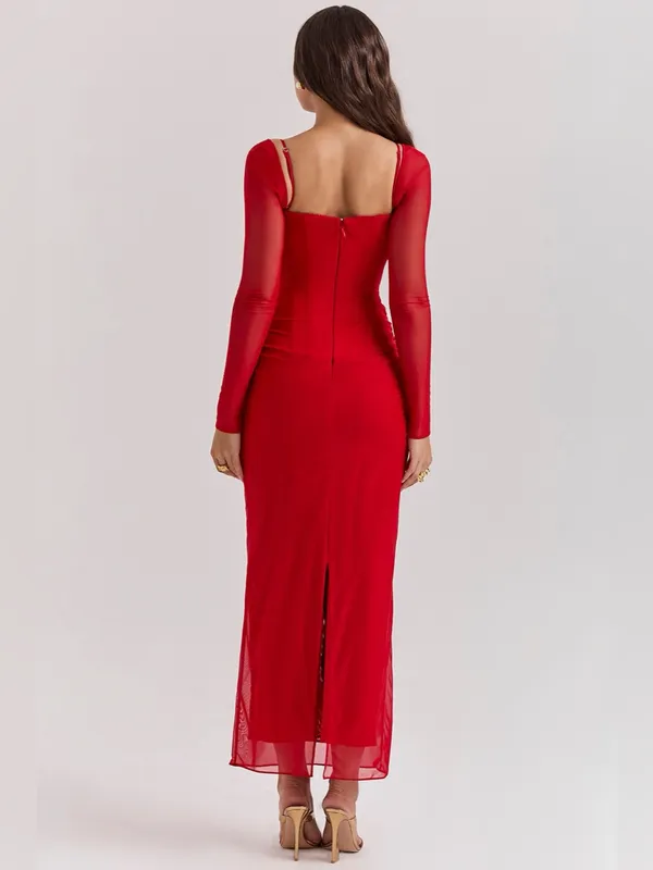 House of CB Katarina Scarlet Long Sleeve Maxi Dress S - Image 8