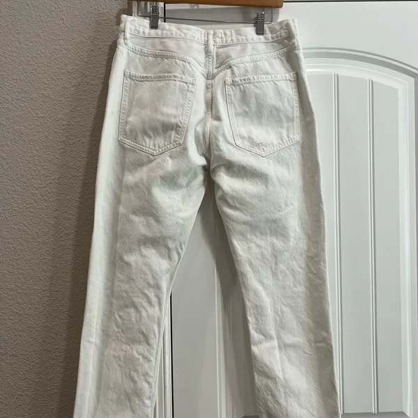 Agolde White Distressed Cropped Jeans - Image 2