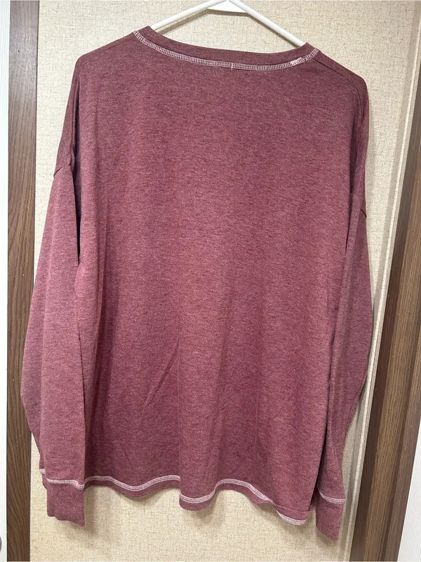 Cozy Crewneck Sweater - Burgundy Heather - Image 3