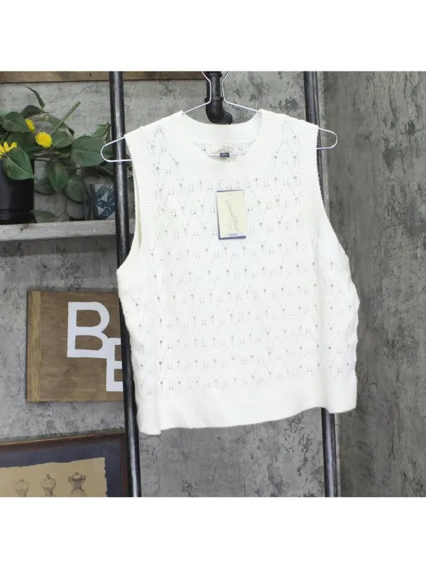 NWT Universal Thread Womens Sweater Crochet Vest 94429888 Cream Off White XXL - Image 2