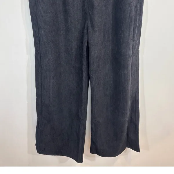 Halara Black Corduroy Wide Leg Pants XL Petite Elastic‎ Waist Pockets - Image 3