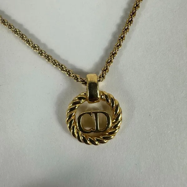 Christian Dior CD Logo Gold‎ Tone Pendant Necklace - Image 2