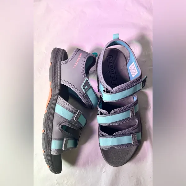 Merrell Women's Teal and Gray Strappy Outdoor Sandals - Image 6