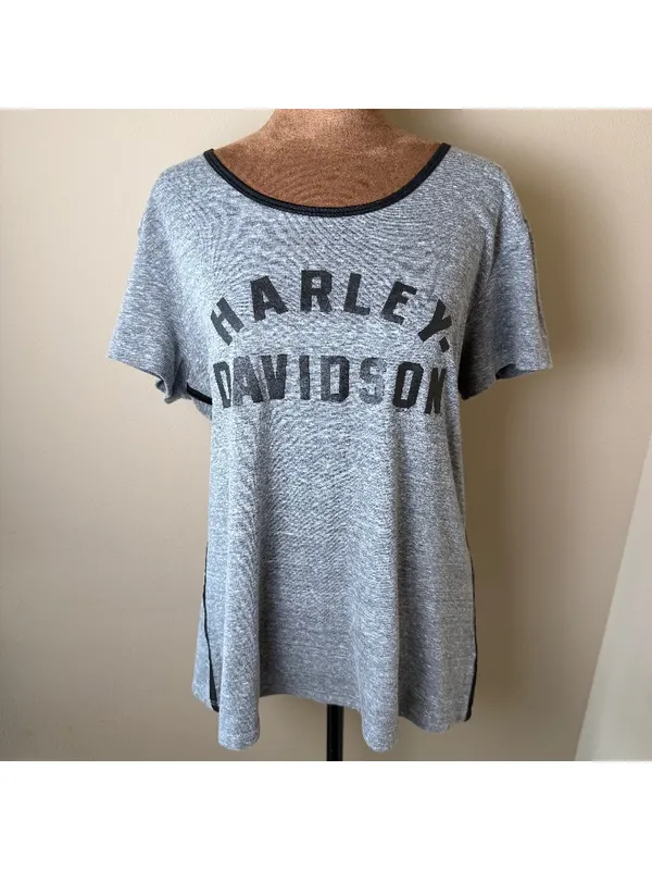 Harley Davidson Tee Shirt Womens XL Extra Large Gray Big Barn Des Moines Biker - Image 2