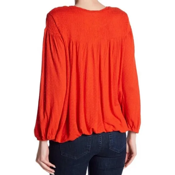 Free People Vibrant orange Blouse with Embroidery - Image 2