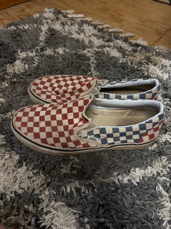 Red & Blue checkered vans slip on - Image 2