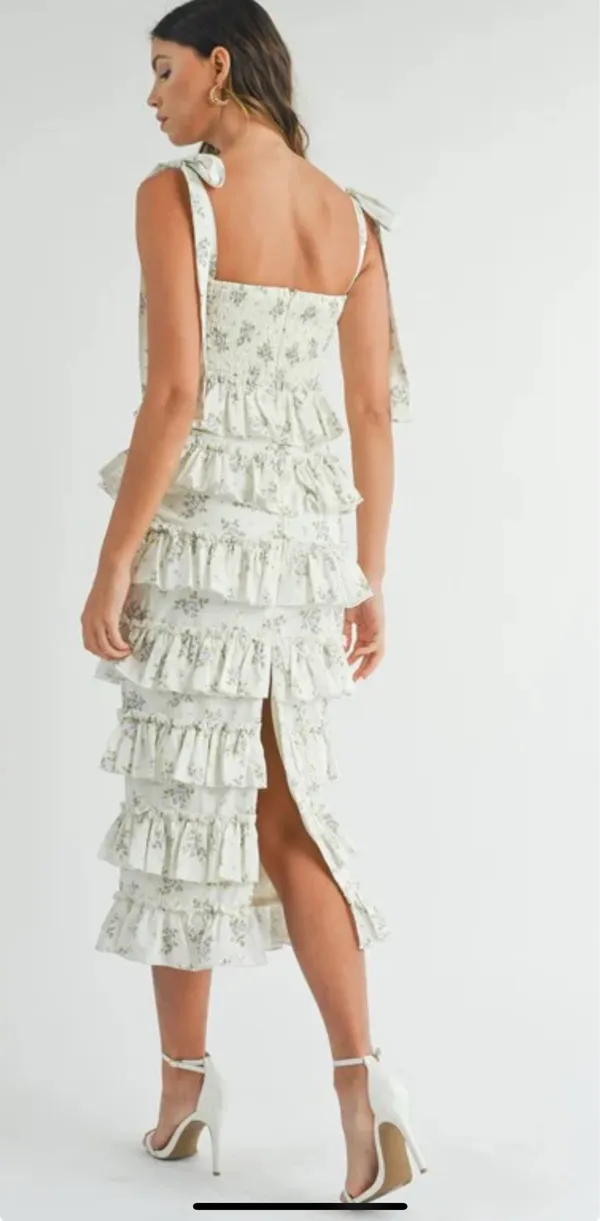 Mabel FLORAL PRINT RUFFLE TIERED BUSTIER MIDI DRESS - Image 2