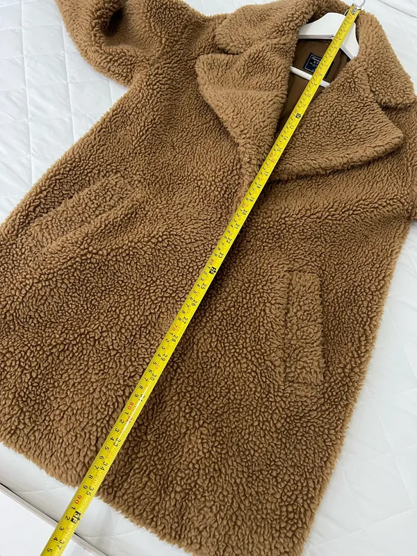 Abercrombie & Fitch Teddy Coat XS Camel Sherpa Faux Fur Cozy Oversized Winter - Image 7