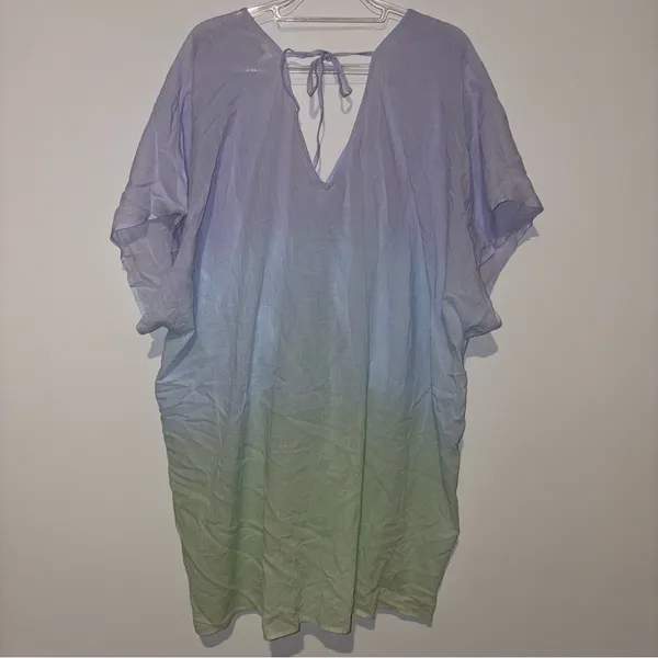 Aerie Front Ruched Cover Up Ombre Purple Blue Green Size Medium‎ - Image 2