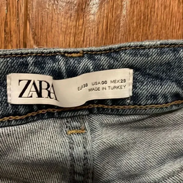 Zara high rise medium wash raw hem skinny jean 6 - Image 4