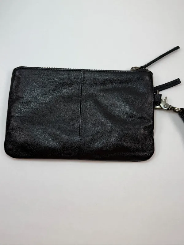 Day & Mood Sting Clutch Wristlet Black Leather Woven Zip Pouch Bag - Image 3