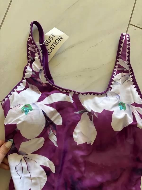 Floral Swimsuit Purple Size M - Image 6