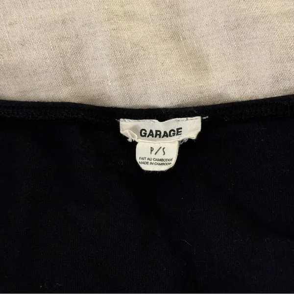 Garage Cropped Long Sleeve Over the Shoulder Black Top - Image 3