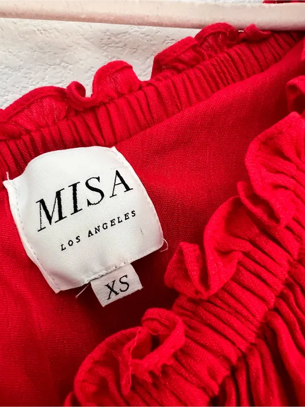 MISA Los Angeles Safa Red One Shoulder Ruffle Maxi Dress Women's XS $400 - Image 7