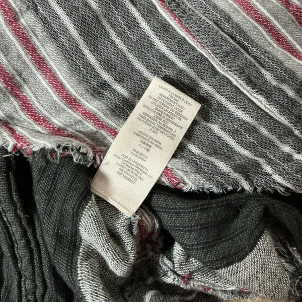 Free People Boho Striped Button Front Midi Skirt Womens Small Grey Frayed Hem - Image 7