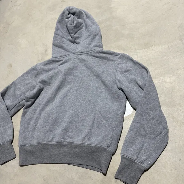 Vintage Y2K Abercrombie and Fitch 1892 Women's SZ L Crop Gray Hoodie Sweatshirt - Image 9