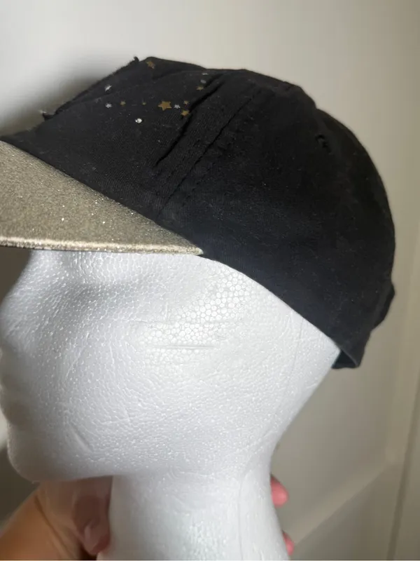 Disneyland Paris Black and Gold Glitter Cap with Star Embroidery Adult OS - Image 3
