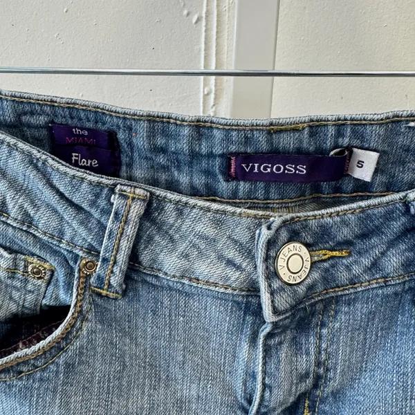 Vintage Y2K Vigoss The Miami Flare Jeans Light Wash Distressed Low Rise Size 5 S - Image 6