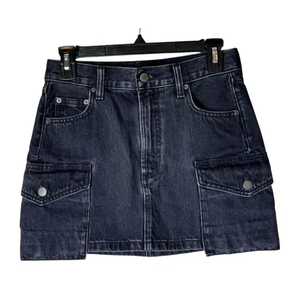 Aritzia Denim Forum Skirt Women 23 Black‎ Washed Denim 90s Cargo Mini Jean Retro - Image 2
