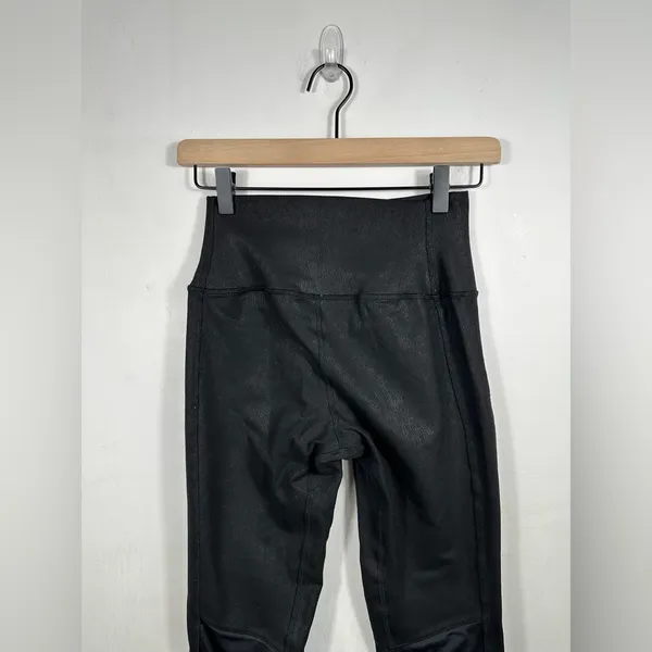 Alo Yoga High Waist Moto Leggings Black Glossy Womens Small Moto Mesh Athleisure - Image 5