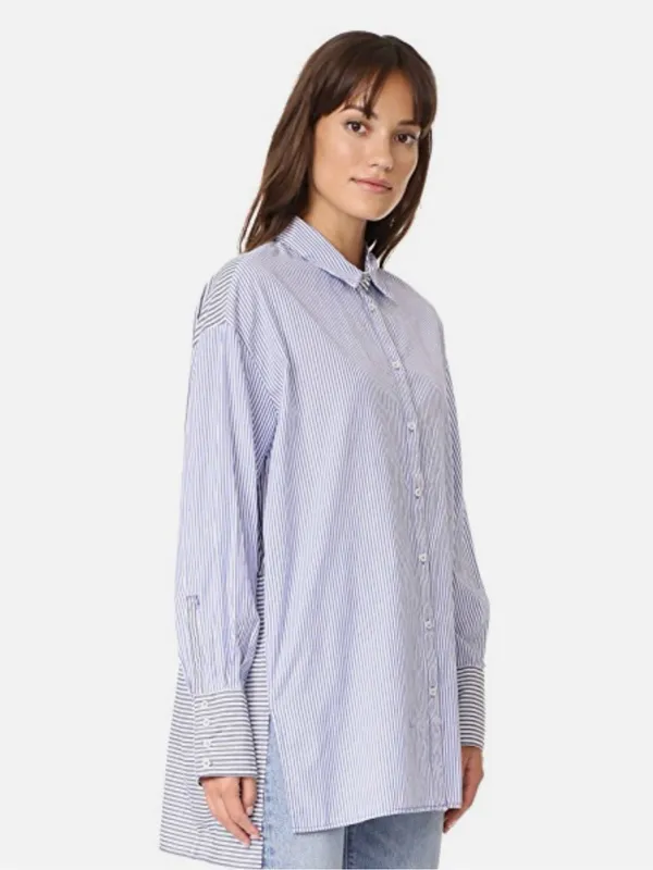Free People Lakehouse Button Down Shirt in Blue and White Stripe - Image 2