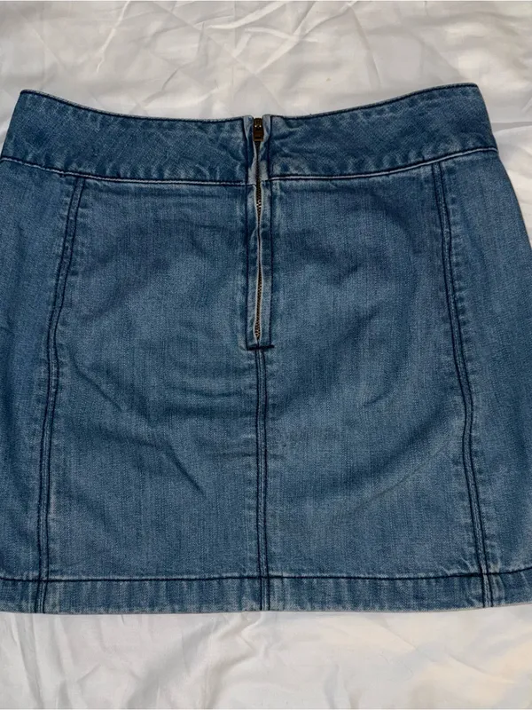 Free People Modern Femme Denim Mini Skirt in a paneled medium wash size 2/4 - Image 4