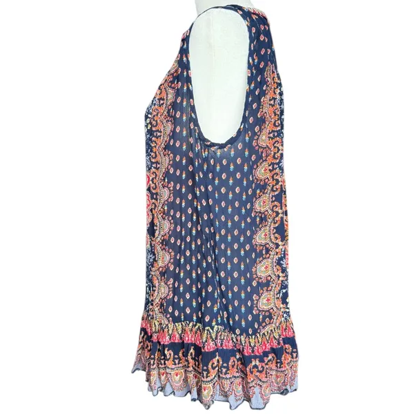 bila Boho‎ Ruffle Tank Blouse Sz M Blue Size M - Image 3