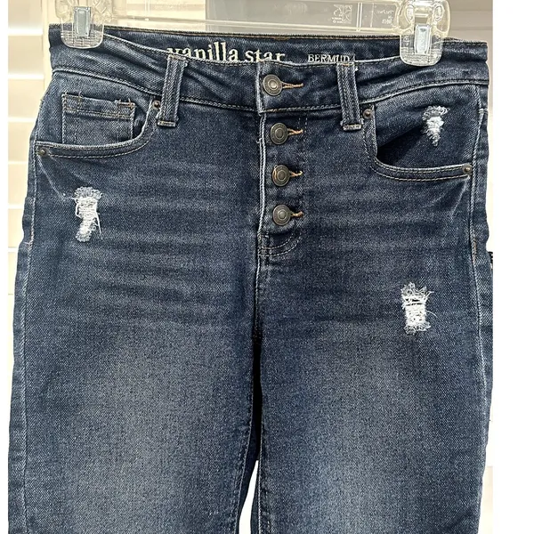 Vanilla Star Juniors Distressed Denim Burmuda Shorts 26/3 - Image 2