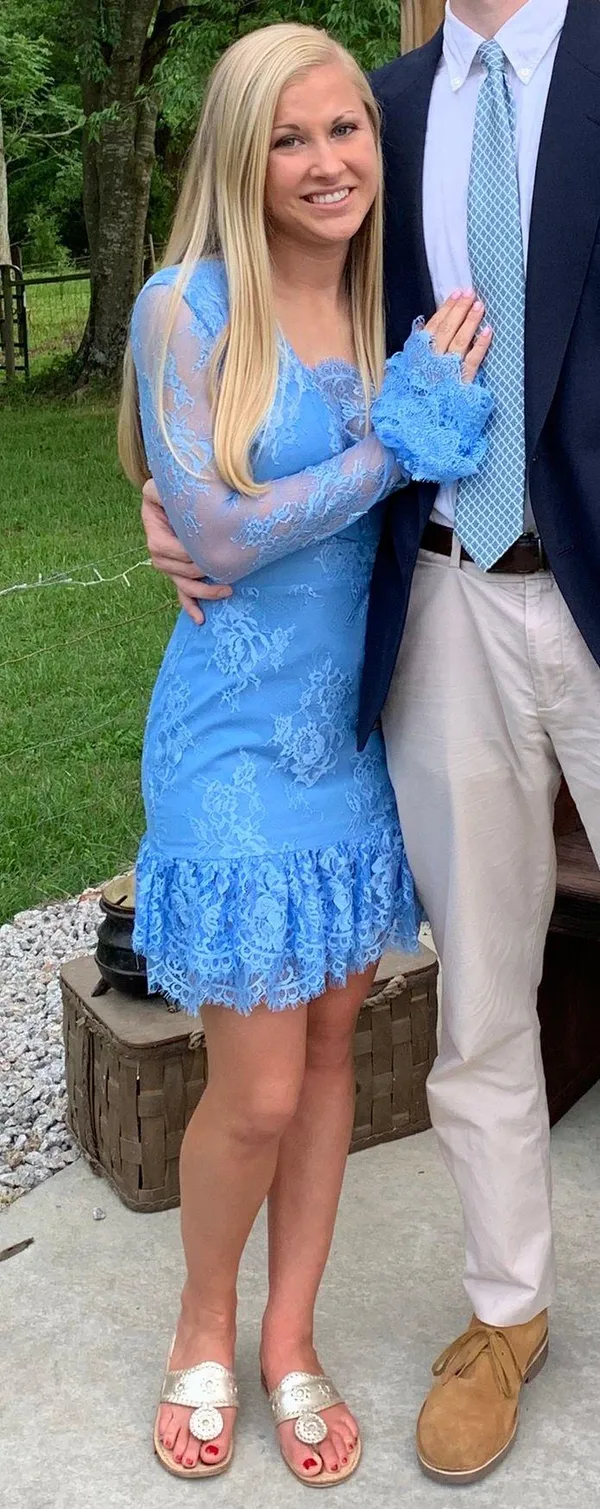 No Big Deal Light Blue Lace One Of A Kind Dress - Image 2