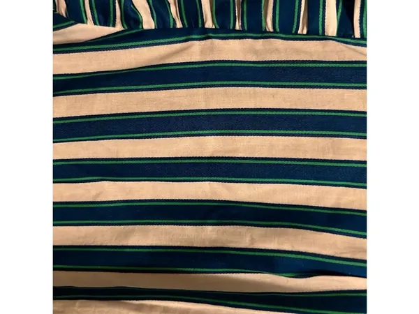 J. Crew Tiered Cotton Dobby Dress in Cape Blue White Green Stripe Large - Image 11
