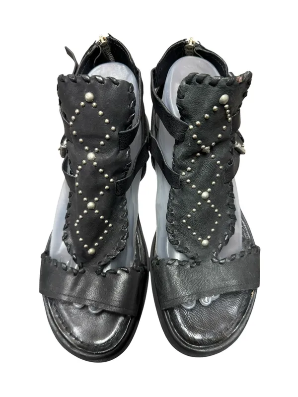 A.S.98 Leather Studded Gladiator Sandals Womens Statement Shoes Black EU 41 - Image 4