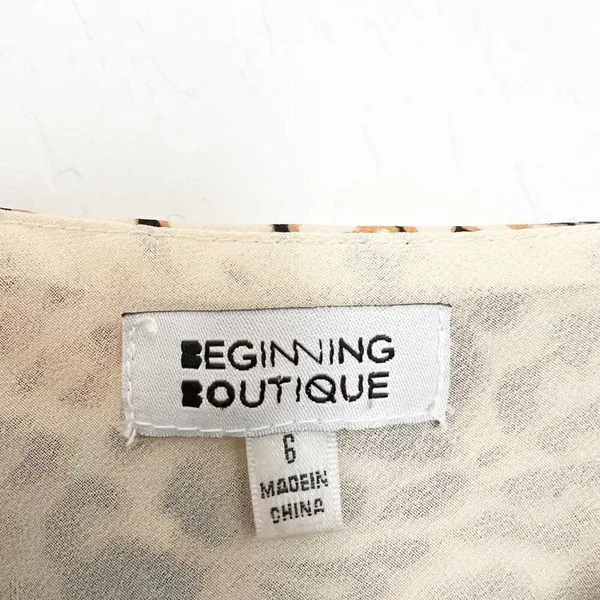 Beginning Boutique Dress Size 2 Brown Leopard Slit Square Neck Mini‎ Maximalism - Image 4