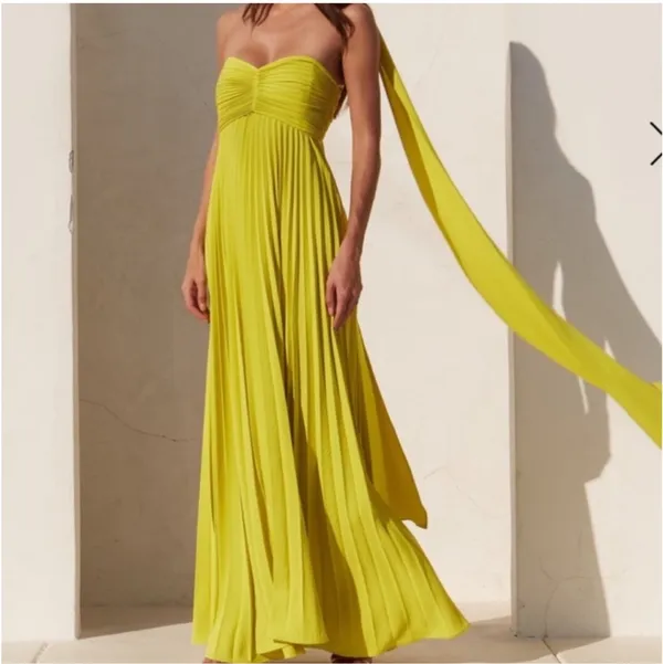 Delfi Collective Chartreuse Strapless Maxi Dress With Neck Scarf - Image 2
