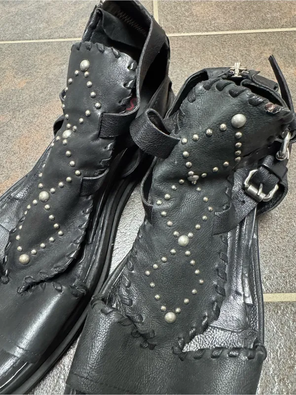 A.S.98 Leather Studded Gladiator Sandals Womens Statement Shoes Black EU 41 - Image 8