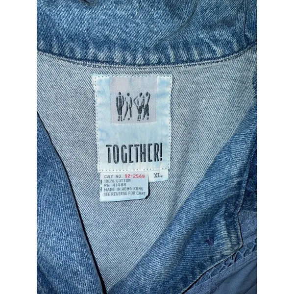 Vintage Together! Denim Jacket XL Blue Lace Applique Western Style granny chic‎ - Image 4