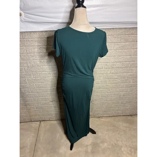 Smallshow Green Ruched Side Slit Maxi Dress Women's Size L‎ Short Sleeve - Image 4