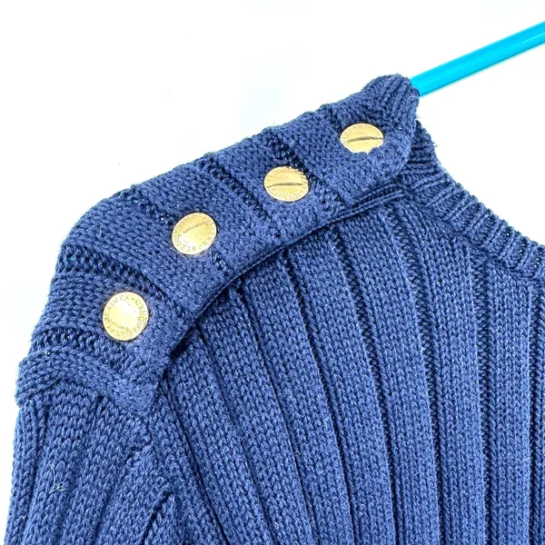 Lauren‎ Ralph Lauren Size Large Sweater Navy Blue Accent Buttons Knit Nautical - Image 3