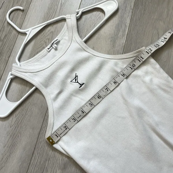 Reformation Tank Top organic cotton martini embroidered nova womens White small - Image 3