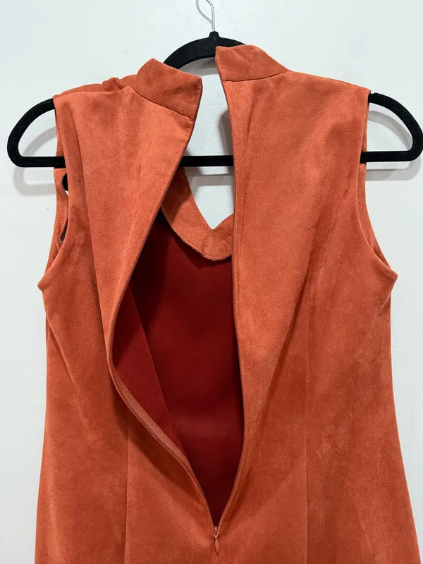 J. McLaughlin Rust Faux Suede Sleeveless Sheath Dress Size Medium - Image 7