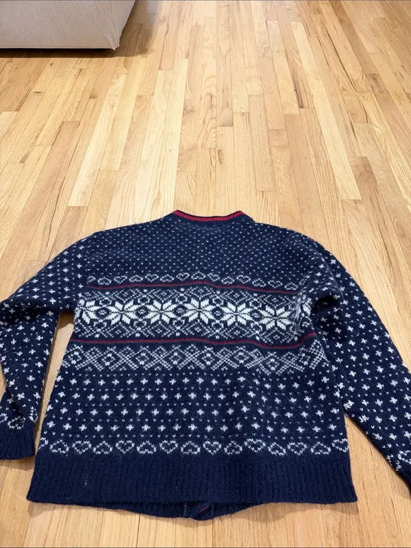 Vintage L.L. Bean Snowflake Wool Nordic Winter Cardigan Sz XL - Image 7