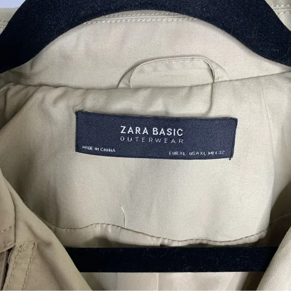 Zara tan‎ belted trench coat size XL women minimalist old money blogger favorite - Image 3