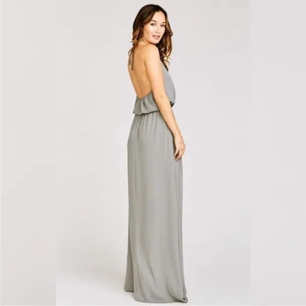 Show Me Your Mumu SMYM Heather halter maxi dress in Soft Charcoal Crisp NEW XXS - Image 4