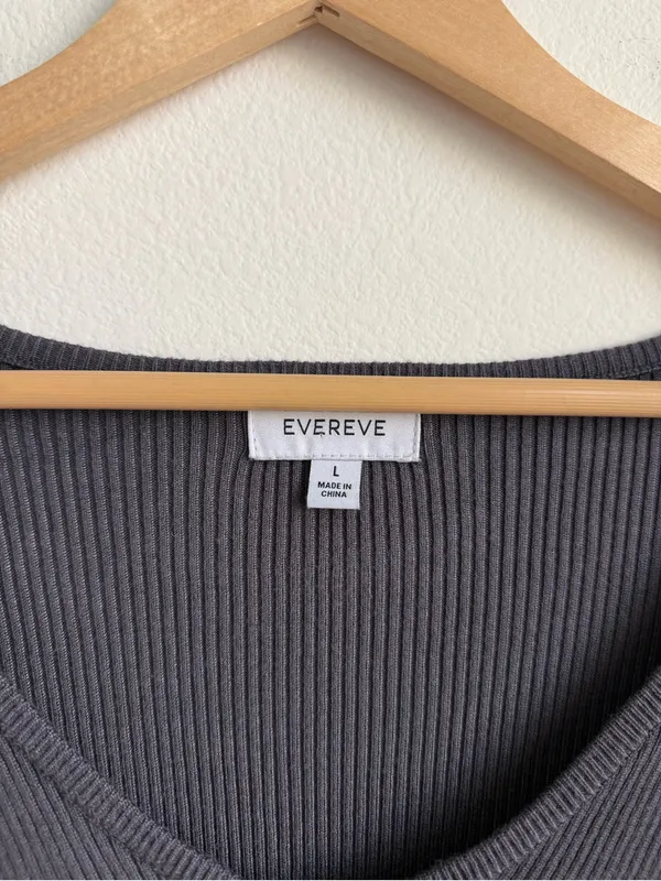 Evereve Hilary V-Neck Puff Sleeve Ribbed Pullover Sweater Grey Large - Image 5