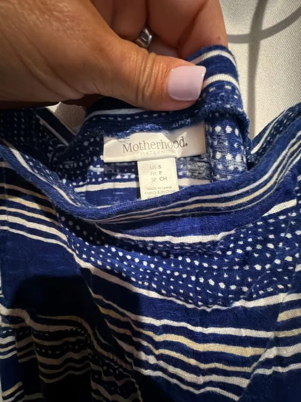 Motherhood Maternity Blue and White Striped Strapless Maxi Dress Size S - Image 2