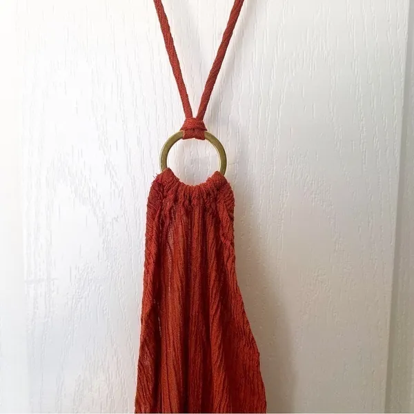 SM Dress Lana Midi Bamboo‎ Peace Silk Halter O-Ring Backless Scarlette S NWT - Image 5