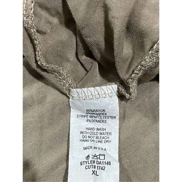 Bombom jersey knit soft ruffle short sleeve tan‎ ivory swing dress sz XL … - Image 8