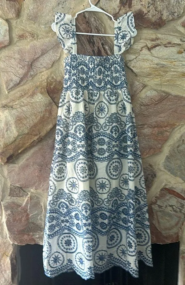 Commense Semi-Sheer Boho Floral Back Cutout Dress size M - Image 3