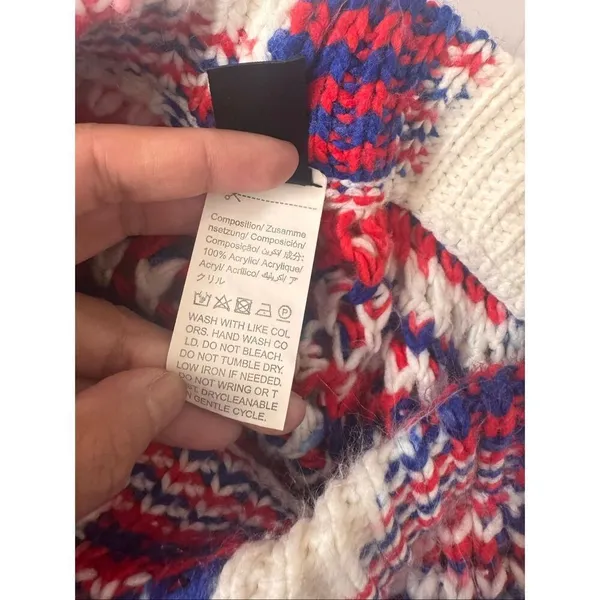 Red White Blue Crochet Flare Knit Pants Womens XS 2 Fringe Side Patriotic 4th of - Image 4