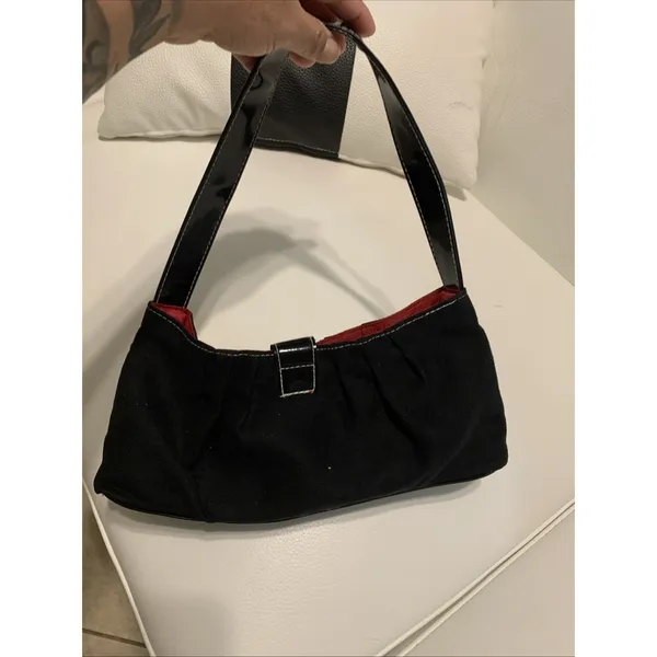 Y2K VICTORIA'S SECRET handbag purse satchel faux suede leather design half moon - Image 2